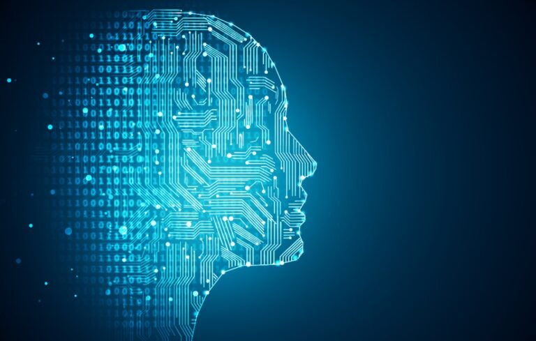 Outline of a face made out of illuminated circuit board