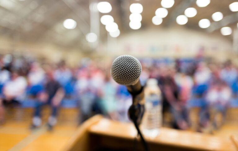 Microphone in front of audience