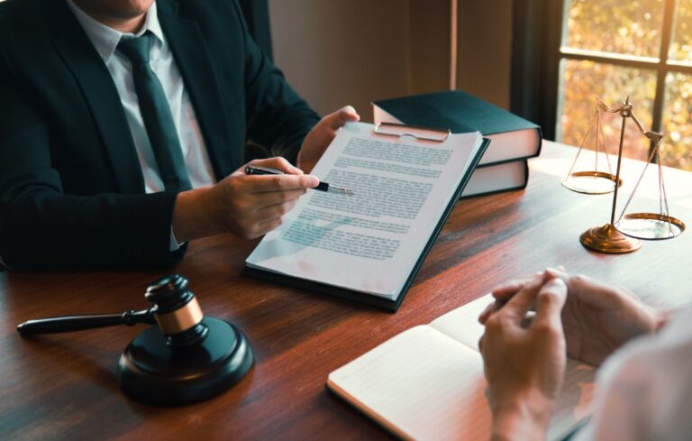 Business man explaining contract