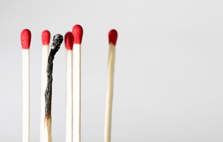 One burned match among five unburned matches